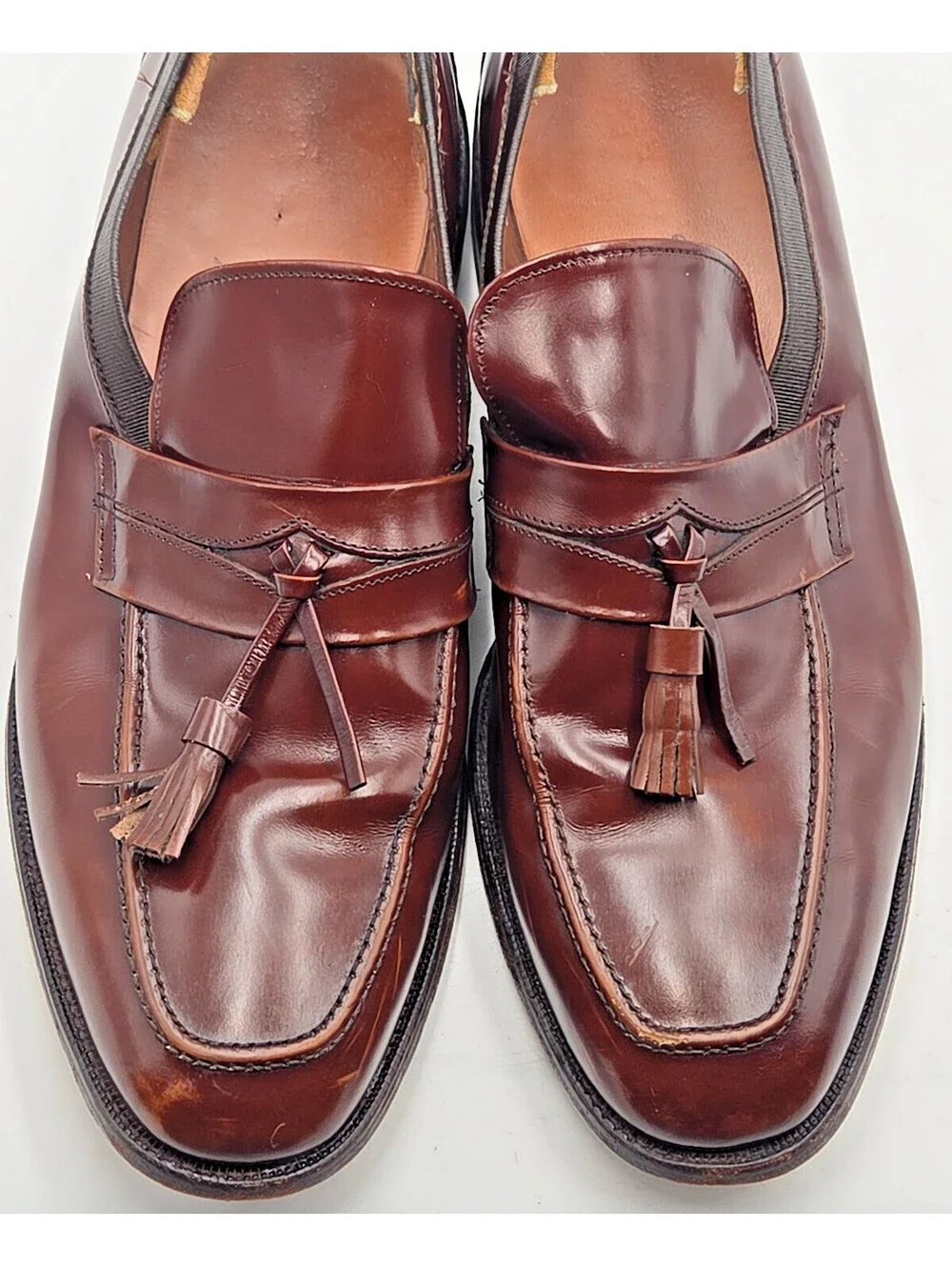 Allen Edmonds Biscayne 8884 11D Burgundy Tassel Loafers Vintage 1980s USA